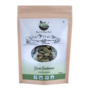 Organic Diet Fresh & Pure Organic Green Cardamom Raw (Sabut Elaichi | Cardamon | Cardamum | Ilaichi) – 50 g