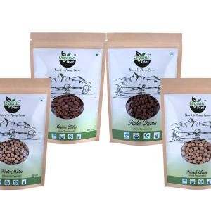 Organic Diet Protein Rich Legumes Combo – White Peas, Kabuli Chana, Kala Chana & Rajma Chitra (500g Each) | Unpolished, Hand Processed Whole Pulses
