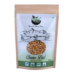 Organic Diet Fresh & Pure Organic Chana Dal Yellow (Chane Ki Dal) Split and Unpolished Pulses High Protein Nutritious, 500 gm (Pack of 1)