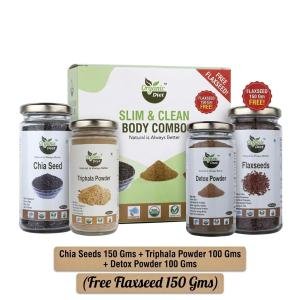 Organic Diet Wellness Combo – Chia Seeds (150g), Triphala (100g) & Internal Cleanse Powder (100g) | Free Flaxseeds (150g)