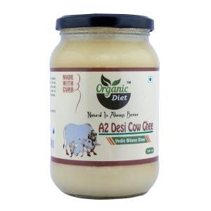 Organic Diet Organic A2 Desi Ghee | Pure Danedar Cow Ghee | Traditional Bilona Curd-Churned Method | Edible Healthy Cooking Ghee | No Added Preservatives, GMO |