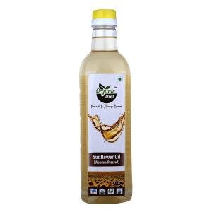 Organic Diet Organic Wooden Pressed Pure Sunflower Oil | Surajmukhi Ka Tel | Cold Press | Edible Cooking Oil | No Chemicals/Pesticides/Refinement | Natural Ingredients, 1 Liter (Pack of 1)