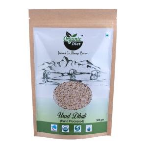 Organic Diet Fresh & Pure Organic Urad Dhuli Split (Urad Dal | Urad Ki Dal | Ulutham Paruppu) Split and Unpolished Pulses High Protein Nutritious, 500 gm (Pack of 1)