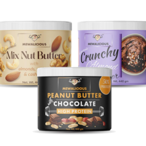 MEWALICIOUS Almond Butter Chocolate Flavour, 17.3 gm Protein, Crunchy + Mix Nut Butter, 22 gm Protein