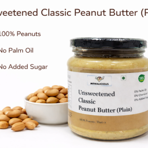 Mewalicious Unsweetened Classic Peanut butter Plain 225gm