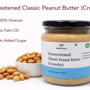 Mewalicious Unsweetened Classic Peanut Butter Crunchy 225 gm