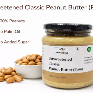 Mewalicious Unsweetened Classic Peanut Butter Plain (450 gm)