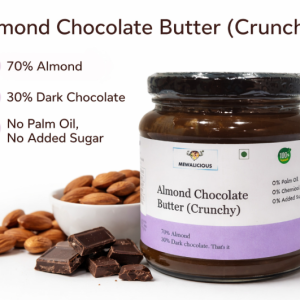 Mewalicious Almond Chocolate Butter With Dark Chocolate (Crunchy) (225gm)