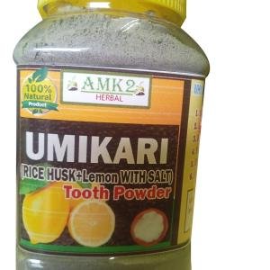 AMK2 Herbal Umikari Tooth Powder with Rice Husk, Lemon and Salt, 100% Natural, No Side Effect