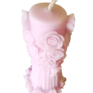 Rose Pillar Candle, Pink, Floral Sculpture, Home Decor, Wedding, Anniversary, Birthday, Table Centerpiece, Pack of 1