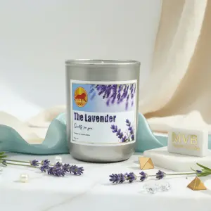 Calming Lavender Aroma Candle In Silver Jar