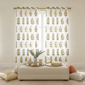 Floral Valley Kairi Print Curtains – Hand Block Bunai Pattern in Cotton