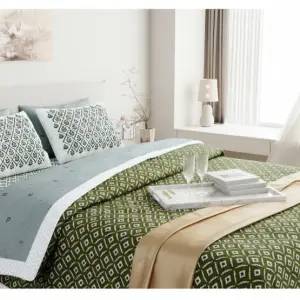 Regal Geometric Border Double Bedsheet Pure Cotton