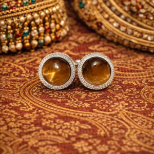 Natural Certified Tigers Eye Gemstone Cufflinks for Men