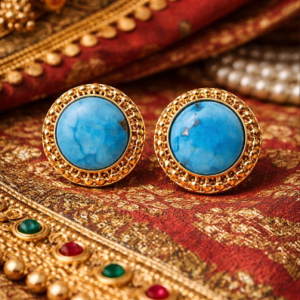 Natural Certified Firoza Turquoise Gem Stone Cufflinks Handmade For Men