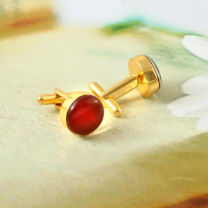 Plane Natural Ruby Red Crystal Gemstone Cufflinks
