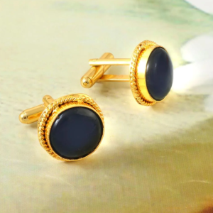 Blue Sapphire Crystal Gemstone Cufflinks For men's Groom Wedding Jewelry gift