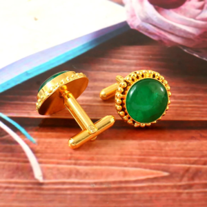 Emerald Lab Grown Green Gemstone Wedding Cufflinks