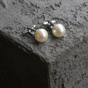 Natural Pearl Gold & Silver Color Cufflinks for the Modern Gentleman