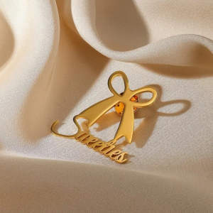 Personalized Ribbon Bow Brooch with Custom Name