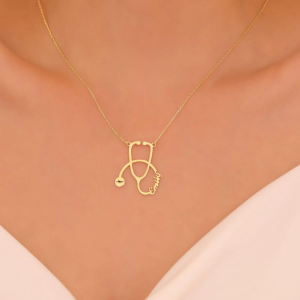 Custom Stethoscope Name Necklace, Medical Jewelry Gift for Nurse or Doctor, Unique Graduation Gift, Valentine's Day Gift
