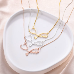 Custom Nurse Stethoscope Necklace with Personalized Name - Handcrafted Pendant for Medical Professionals - Ideal Gift for Graduation