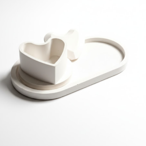 Handmade gypsum décor piece with a smooth matte finish