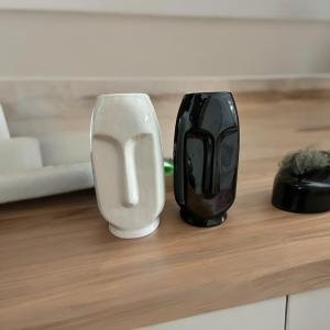 VIBHSA Ceramic Vase for Home Living Room Décor Ceramic Vase Plant Containers for Elegant Indoor/Outdoor Decor (Black & White)