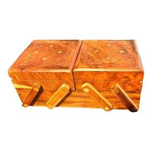 VIBHSA Handmade Wooden Jewellery Box for Women Jewel Organizer Hand Carved Carvings,full brass Gift Items