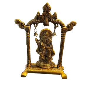 VIBHSA Metal Gold Plated Radha Krishna Idol Sculpture Statue Figurine Decorative Showpiece for Janmashtami Home Decoration Temple and Gift (Size 7 x 5 Inches) (1 Pieces)