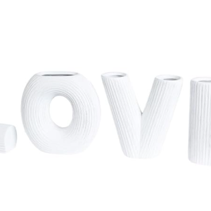 VIBHSA Love Ceramic Vase Set of 4,Modern Minimalist Vase,Flower Vases for Living Room Wedding Party Home Decor,Love Shape Style Vase Set,White Matte Vase (White)