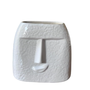 Vibhsa Modern Decorative Face Ceramic Vase for Home Decor | Upbeat Smile Face Vase | Centerpieces | Kitchen | Living Room Ceramic Flower Vase