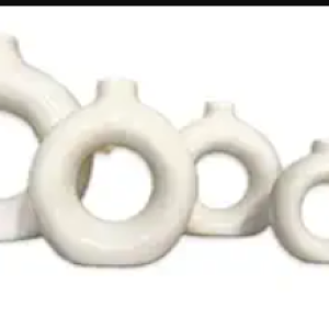 Vibhsa White Vase/Flower Vase/Pampas Grass Vase/Ceramic Vase/Round Shaped Vase/Home Decor Centrepiece/Decor Showpiece Donut Vase 4,5,6 & 8 Inches (Pack of 4)