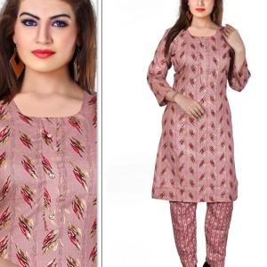 PickCell Women's Foil Print  Cotton Designer Kurti With Pant