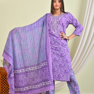 Cotton 60-60 Kurti With Pant And Dupatta sets