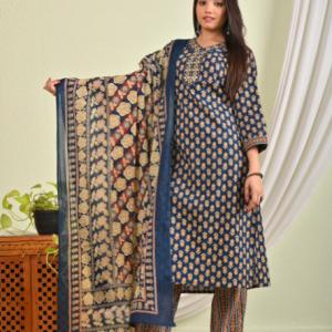 Cotton 60-60 Kurti With Pant And Dupatta sets