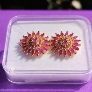 Elegant Pink American Diamond Studs