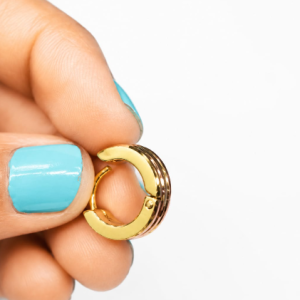 Gold Color Huggie Hinged Hoop Earrings