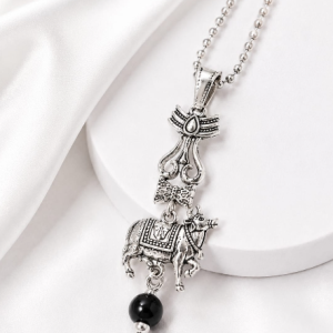 Oxidized Finish Trishul Nandi Pendant Necklace for Men & Women