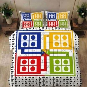 7D  jai puri Digital Glace Cotton King Size Printed Flat Double Bedsheet, 108 X 108 Inch with 2 Pillow Cover (Unicorn Blue King)