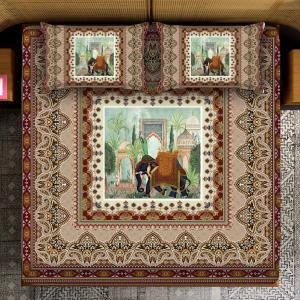 7D  jai puri Digital Glace Cotton King Size Printed Flat Double Bedsheet, 108 X 108 Inch with 2 Pillow Cover (Unicorn Blue King)