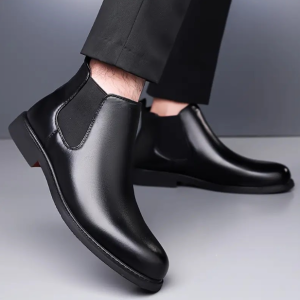 WUGO::Latest Stylish Men's Black Chelsea Boots | Faux Leather Slip-On Ankle Boots | Comfortable Casual & Formal Footwear for Men & Boys