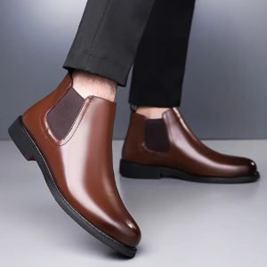 WUGO::Latest  Trendy Men’s Brown Chelsea Boots | Premium Faux Leather Ankle Boots | Comfortable Slip-On Footwear for Men's & Boys