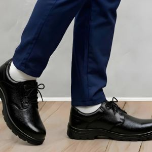 Latest Premium Genuine Mild Leather Police Safety Shoes for Men | Steel Toe Heavy Duty Tactical Industrial Work Shoes | Durable Anti-Skid Security Footwear For Men
