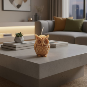 Owl Candle | Brown Color Lemongrass Scented | 100% Soy Wax ( pack of 6)