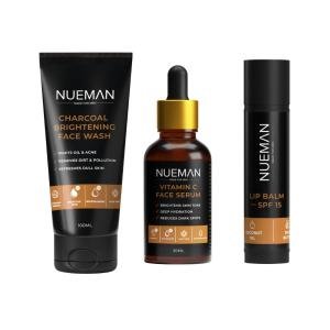 Charcoal Face Wash + Vitamin C Serum + Lip Balm with SPF 15