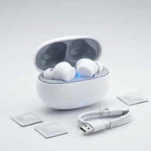 Heyuva Buds T110 Bass Sound Truly Wireless in Ear Earbuds, Clear Calling (White)