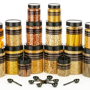 Durable 18-Piece Airtight Kitchen Storage Containers - Clear Plastic Set with Free Spoons