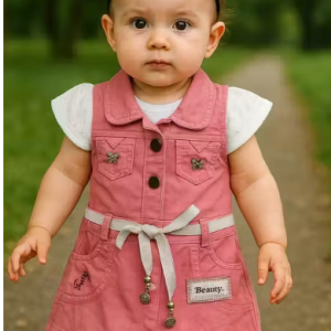 Bublee Dublee Girls Pink/Purple Short Sleeve Top and Denim Dungaree Set