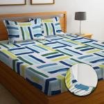 Color Lines Elastic Fitted Single Bed 100% Cotton Soft Bedsheet with 1 Pillow Cover